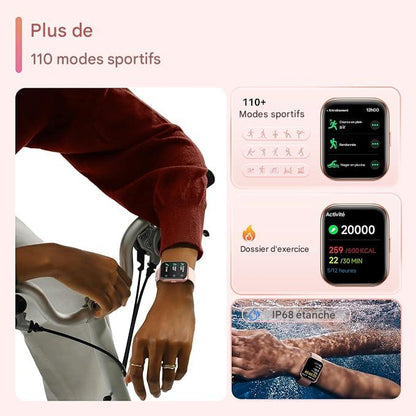 Coeurva Montre connectée avec suivi de la glycémie et du rythme cardiaque