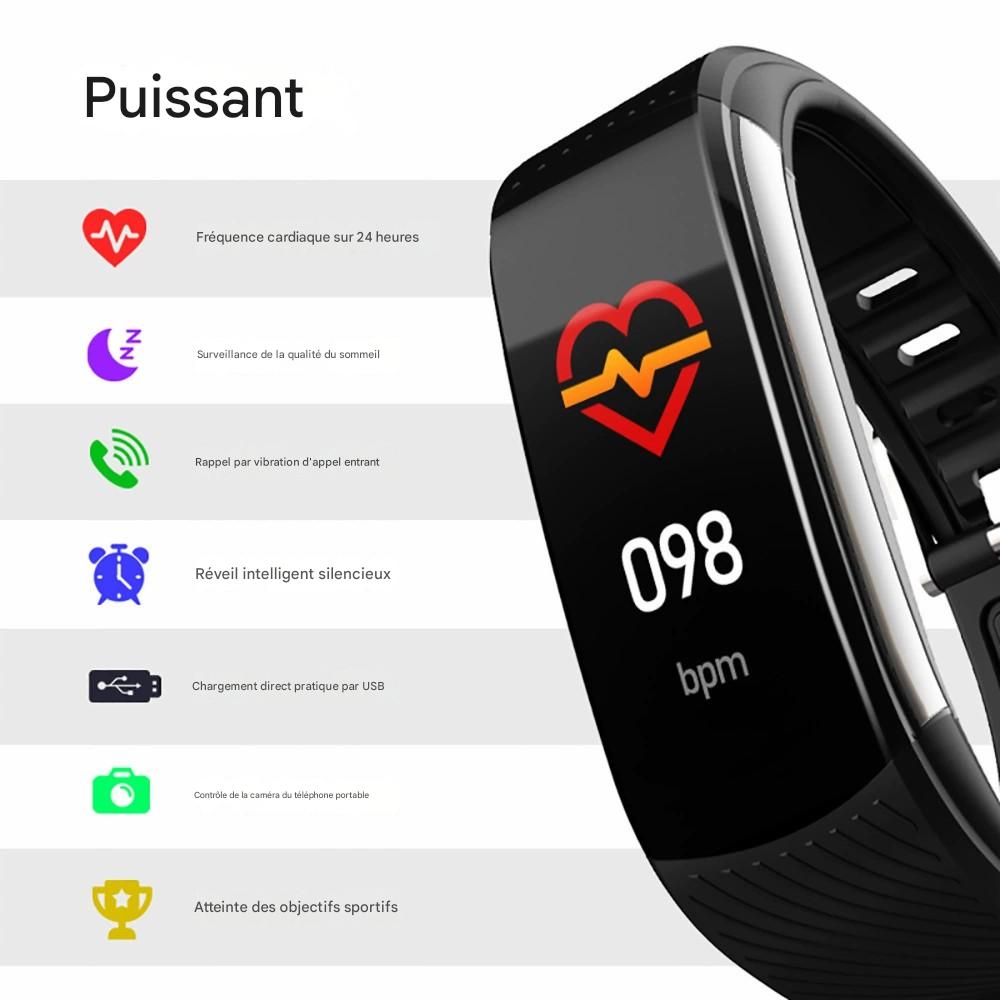 Bracelet Connecté Santé avec Cardio 24/7, Tension Artérielle, Oxygène Sanguin, 120+ Modes Sport, Sommeil - Étanche Unisexe